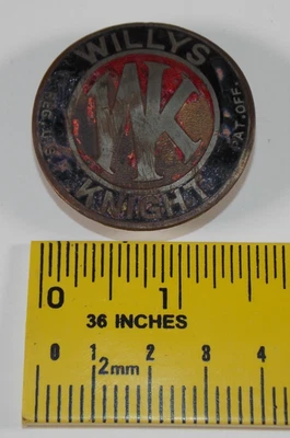 Raro Willys Knight 1917-1928 WK Modelo 88-8 56 Coche Radiador Emblema Insignia Logo Foto 1 de 4