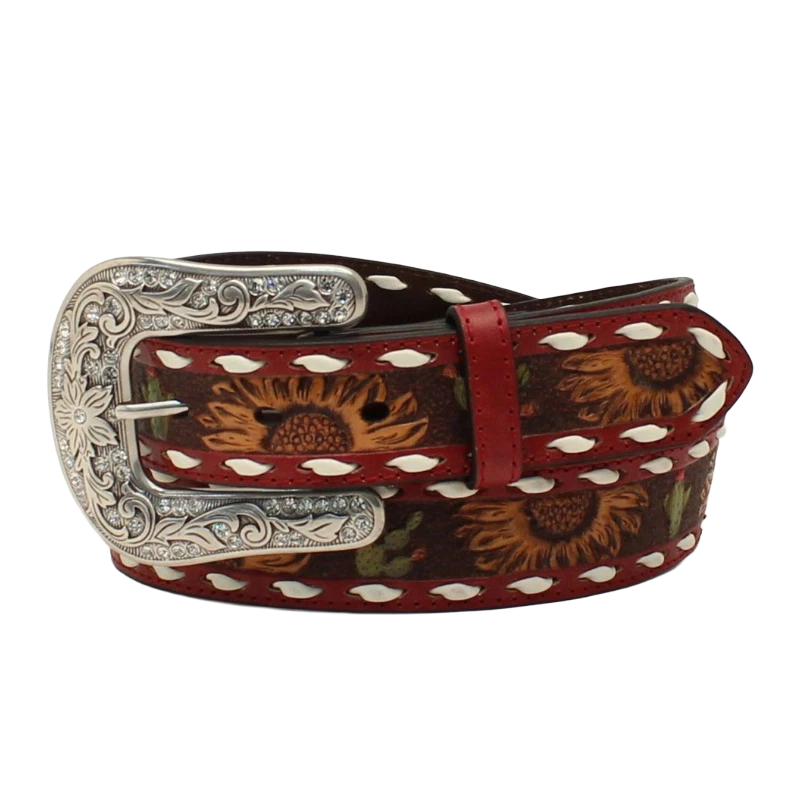 Angel Ranch Damas Girasol Cactus Rojo Western Cinturón Cuero D140001104 Foto 1 de 1