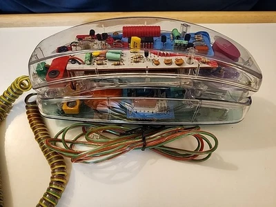 Vintage Unisonic Clear Telephone Landline Push Button Blue 1980s Wall or Table - Image 1 of 4