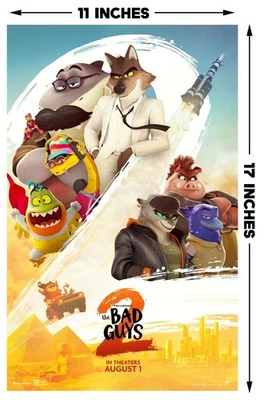 Póster de la película The Bad Guys 2 regalo para niños recuerdos DreamWorks Sr. Lobo tiburón serpiente Foto 1 de 3