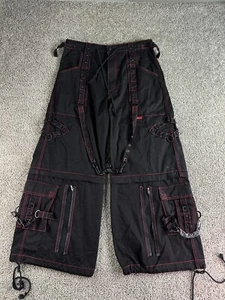 Tripp NYC X-Strap Pants Mens L Black Red Chains Wide Leg Zip Off Gothic Raver - Picture 1 of 17