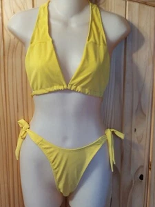 Conjunto de bikini para mujer - Tela de algodón/malla - Amarillo - 2XL - NUEVO - Imagen 1 de 5