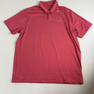 Nike Tiger Woods TW Collection Golf Polo Shirt Red Jaquard Dri Fit Mens 2XL - Picture 1 of 8