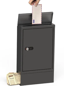 Mailbox Wall Mount with Newspaper Holder, Metal Mail Boxes Suggestion Box with C - Picture 1 of 6