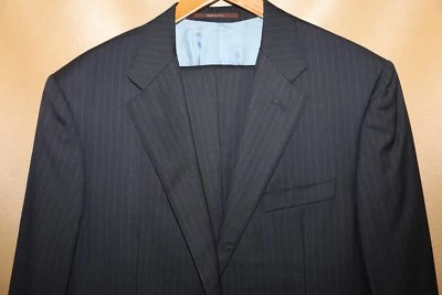 Hickey Freeman Addison Blue Striped Suit Size 44 L #357 - Image 1 of 4