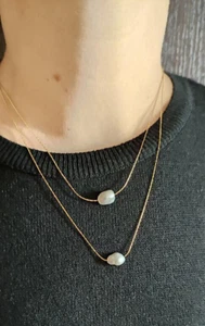 Beautiful and sexy pearl necklace, 2 strings natural Baroque pearls nl246 - Picture 1 of 6