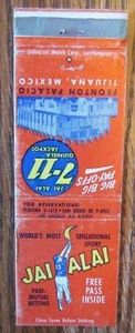 JAI-ALAI MATCHBOOK COVER: FRONTON PALACE TIJUANA, MEXICO, SPORTS MATCHCOVER -D13 - Picture 1 of 4