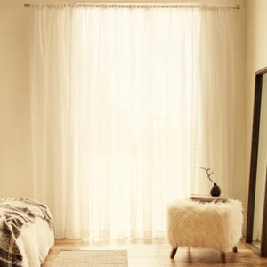 Sheer curtain classic VOILE rod pocket - 4 metre x 280cm drop - Ivory - Picture 1 of 2