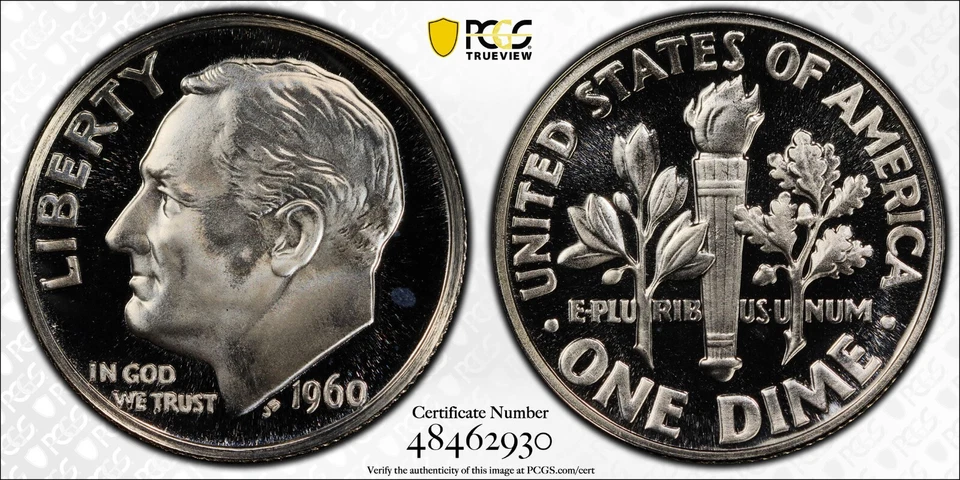 1960 10C Silver Roosevelt Dime PCGS PR 67 CAM DDO FS-103 - Image 1 of 3