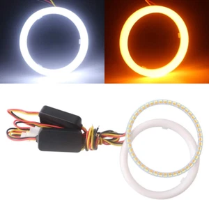 1 Paar 80 mm weiß + gelb Switchback 102SMD 4014 LED Heiligenschein Ring Angel Eyes LED-Licht - Bild 1 von 7