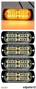 4x Feux De Pénétration LED 12-24V Orange Avertissement 18 Modes Flash Clignotant - Foto 1 di 5