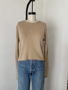 New! Brandy Melville Tan Light Weight Crop Wool Cashmere Francesca Ssweater NWT - Picture 1 of 4