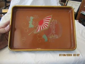 WWII JAPANESE PATRIOTIC TRAY! RISING SUN FLAG! LAQUER! - Picture 1 of 4