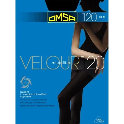 Meia-calça feminina Omsa veludo grosso opaco microfibra sólida sem shorts 120 Den - Imagem 1 de 4