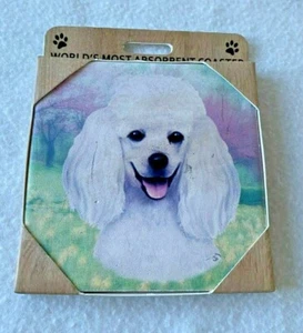 E&S Pets Posavasos Más Absorbentes del Mundo Piedra Corcho Respaldo Caniche Blanco - NUEVO - Imagen 1 de 2