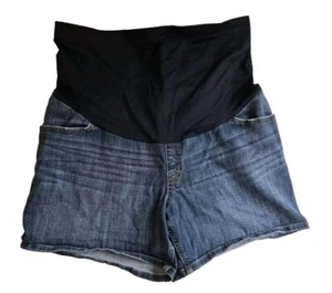 Liz Lange Maternity For Target Sz XL Denim Blue Jean Shorts Belly Band - Picture 1 of 15