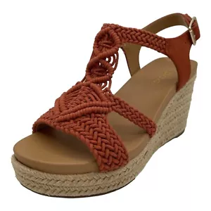 Soda Women's Orange Espadrille Wedge Platform Slide Sandal With Straps Size 5.5 - Picture 1 of 9
