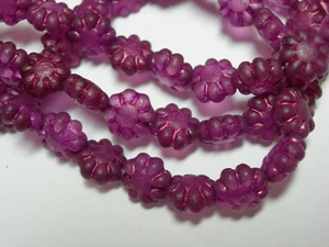 25 beads - Matte Fuchsia Pink Czech Glass Cactus Flower Beads 9mm - Picture 1 of 2