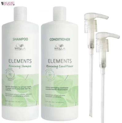 Wella Elements Renewing Shampoo & Conditioner  2x 1000ml + Pumps - Image 1 of 4