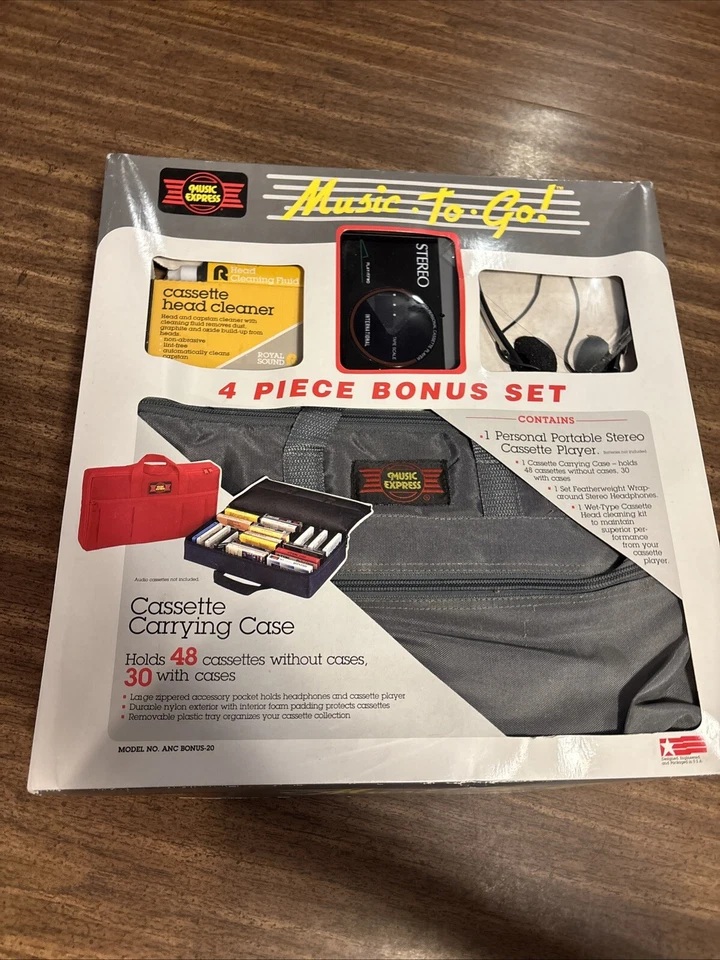 MUSIC EXPRESS "Music TO GO" 1990 Extremely Rare!Cassette Player &Case Head Clean - Image 1 of 4