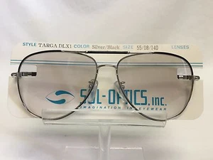 Vintage Targa Deluxe 18K HGP Eyeglasses Sunglasses Aviator Silver Black Metal - Picture 1 of 10