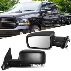 Pair For 09-19 Dodge Ram 1500 Power Heated Turn Signal Puddle Light Side Mirrors - Picture 1 of 20