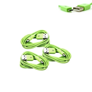 3X 6FT MICRO USB DATA SYNC CHARGER CABLE GREEN DROID HTC EVO ONE NEXUS 7 KINDLE - Picture 1 of 1