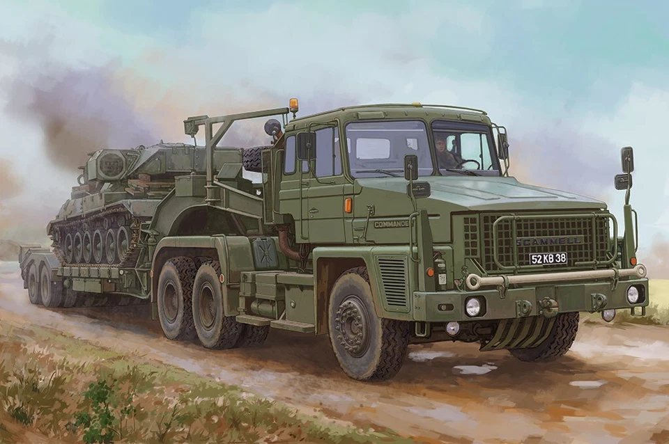 85527	Hobby Boss: Scammell Commander with 62 tonne Crane Fruehauf semi-trailer i - Immagine 1 di 4