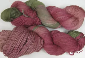 CLEARANCE 2 x 100gm Aust Merino Wool 4ply Handdyed Yarn Strawberry Patch Multi - Picture 1 of 5