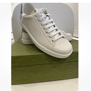 Authentic Men's Gucci Ace Leather White Sneakers Shoes Size 9.5G/10 US EU 44 NEW - Picture 1 of 6