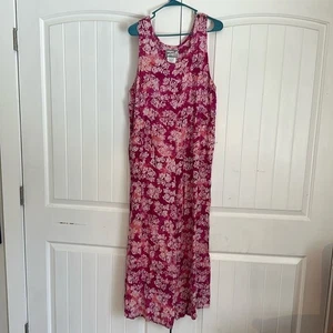 April Cornell Pink and While Floral Pants/Romper Size Large - Picture 1 of 6