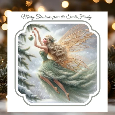 Tarjeta personalizada hada caprichosa familia de Navidad, amigos, nieta, etc. Foto 1 de 2