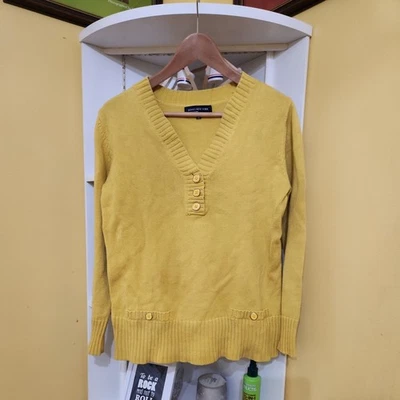 Jones New York Woman V Neck Sweater Pullover yellow L - Image 1 of 4