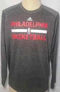 Adidas Climalite Philadelphia Sixers 76ers T Shirt Gray S/S Tee Size Large Used  - Picture 1 of 6