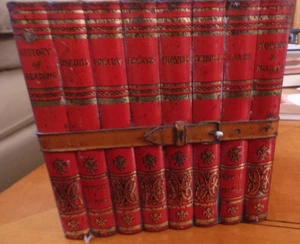 Huntley & Palmer Library Antique figural Biscuit Tin of Bound Book w Tab 1900 VG - Picture 1 of 9