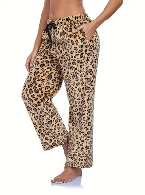 NUEVO CON ETIQUETAS - Pijama de franela suave leopardo para mujer pantalones de salón ropa de dormir talla L grande Foto 1 de 2