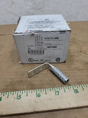 20 Pack Burndy HYLUG Two Hole Lug Compression Connector 3AWG 90° YA3C2TC14 - Image 1 of 4