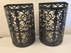 PAIR Wall Decor Candle Holders Led Battery Candles Metal Gothic Decor - Picture 1 of 6