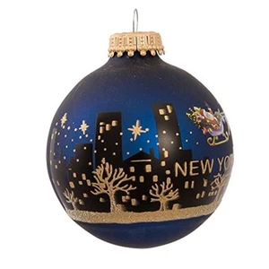 Kurt Adler New York Santa Skyline Painted Ball Ornament, 2.6-Inch for Christmas - Picture 1 of 4