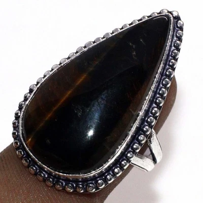 Tiger Eye 925 Silver Plated Gemstone Handmade Ring US 8 Gifts Jewelry AU G755 - image 1 of 3