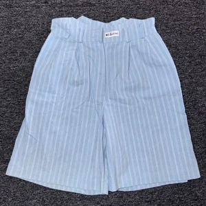 Vintage 80er Jahre hoch geschnittene Seersucker Küstenshorts Damen - Größe 5 blau Nadelstreifen - Bild 1 von 7