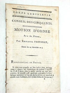 LIVRE ANCIEN PRISONS SURPEUPLEES CONSEILS DE CINQ-CENTS REVOLUTION 1795 - Picture 1 of 1
