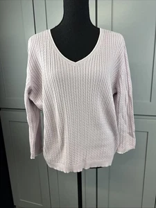 Suéter deportivo Ralph Lauren tejido con cable para mujer XL púrpura cuello en V preppy atemporal - Imagen 1 de 8