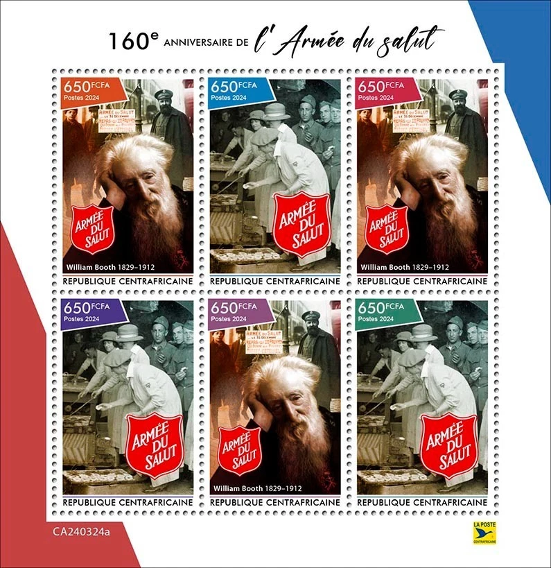 160th Anniversary of The Salvation Army MNH Stamps 2024 Central African M/S - Image 1 of 1
