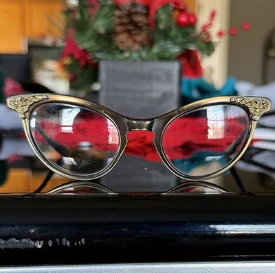 Gafas de ojo de gato adornadas florales vintage de mediados de siglo de los años 50’s/60’s Foto 1 de 4