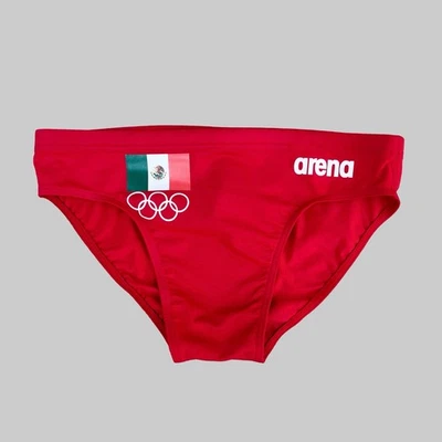 H.E.Arts Custom Print Mexico Logo on Arena men Red Swim Brief bikini swimwear - Image 1 of 4