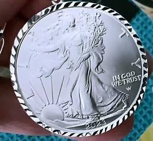 Lunetta diamante argento sterling 2023 FDC 1 oz. Liberty Eagle Portachiavi - Foto 1 di 3