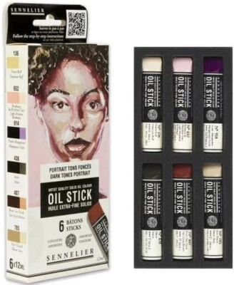 Sennelier Artist Oil Sticks - 6 x 12ml Mini Sticks - Dark Tones Portrait - Image 1 of 3