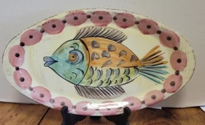 2 bandejas vintage de mariscos de pescado de 15" cerámica Amora Italia DEFECTUOSAS - Imagen 1 de 8