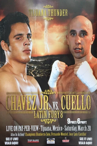 Original Vintage Julio Cesar Chavez Jr. vs. Luciano Cuello Boxing Fight Poster Cover